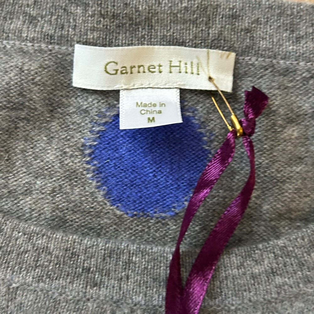 Gray Sweater with Blue Polka Dots - Women's Casual Knit - Picture 5 of 7